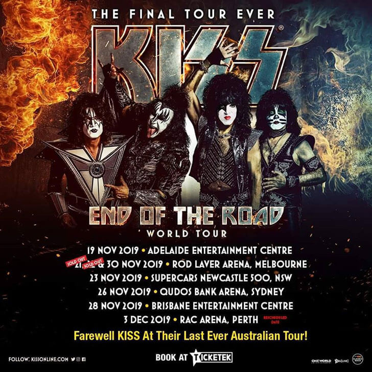 Kiss: Gripe de Paul Stanley faz banda adiar início da tour pela Oceania.