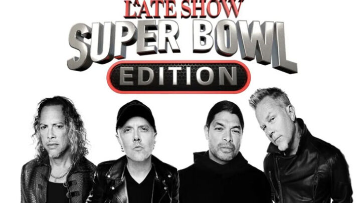 METALLICA: Confira a banda tocando ‘Enter Sandman’ em ‘A Late Show: Super Bowl Edition’ (Vídeo)