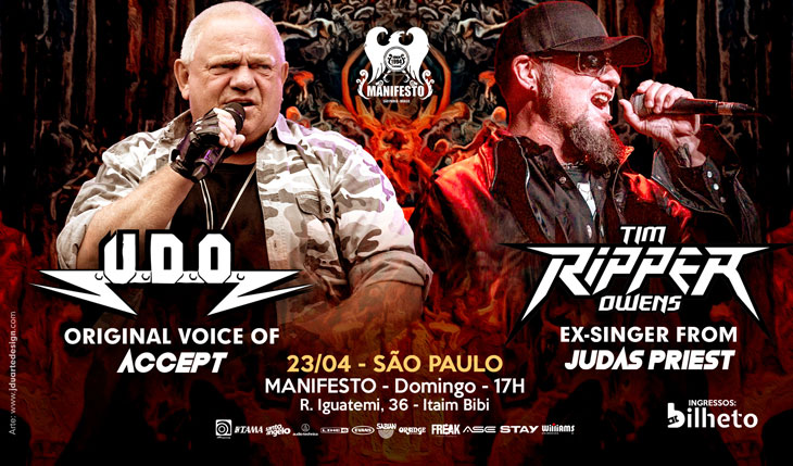 Manifesto Bar recebe Udo Dirkschneider e Tim “Ripper” Owens em abril